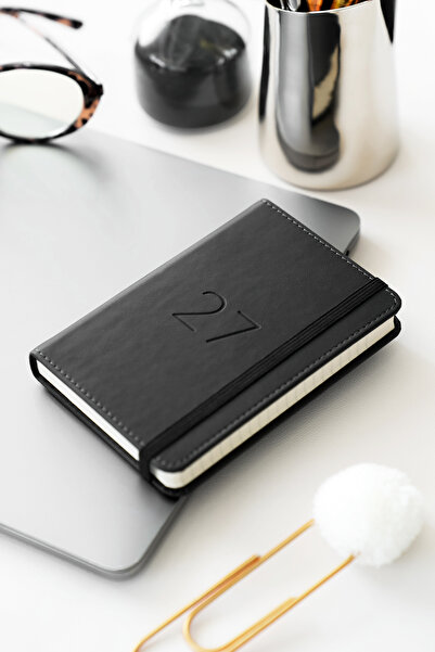 Matt Notebook 2027 Yılı Lastikli Günlük Cep Ajandası 12 Aylık Siyah