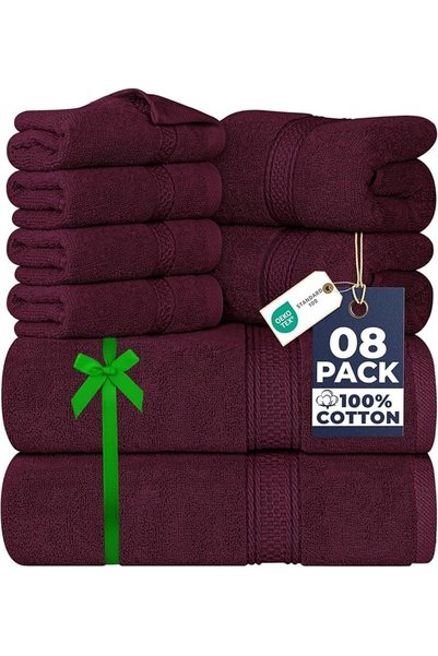 Utopia Towels طقم مناشف من 8 قطع - 2 منشفة استحمام، 2 منشفة يد و4 مناشف صغيرة...