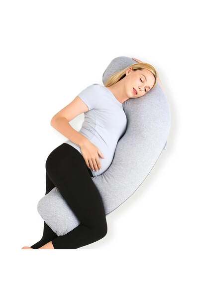 Momcozy - J-Shaped Maternity Body Pillow ( Grey )