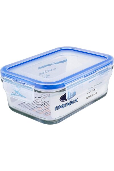 Generic Mondex 2Pcs 400ml& 900mlSquare Glass Food Storage Container With Blue...