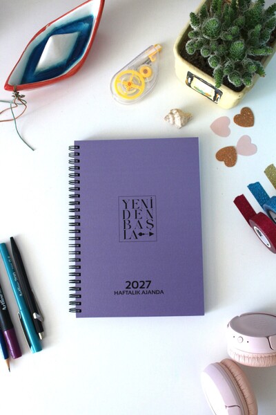 KAĞIT KAYIK 2027 YENİDEN BAŞLA AJANDASI SPİRALLİ A5 BOYUT 160 SAYFA 1.HAMUR Ö...