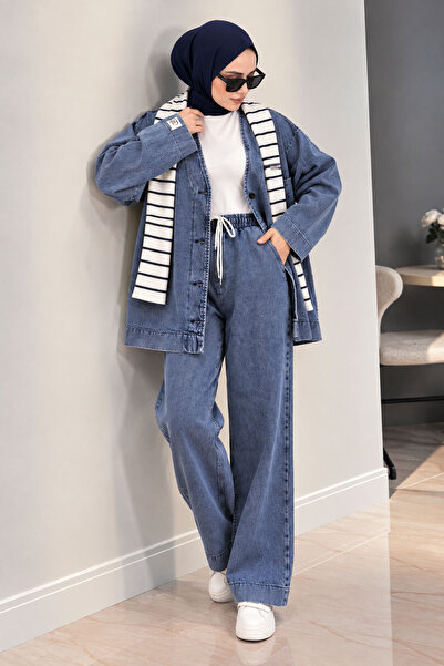 Tesettür Dünyası Vera Denim Takım TSD250104 Mavi