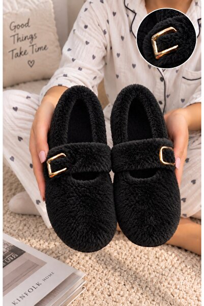 Aymood Banded Women's Home Slippers Winter Wool Inside Home Shoes Slippers a ...