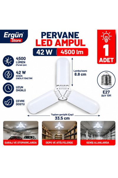 Ergün Store Pervane Ampul 42W 4500lm Beyaz 1 Adet