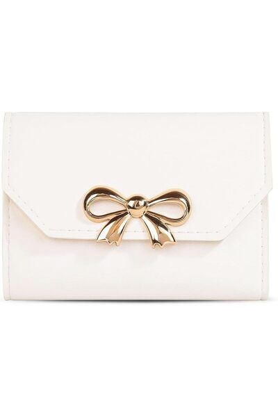 Generic Cute Bow Wallet, Small Leather Tri-Folded Aesthetic Bifold Wallet wit...