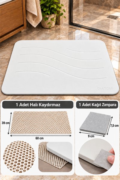 DİATOM Dalga model Banyo paspası Su emici paspas diatomite mat abdest paspası duşakabin önü banyo matı lavabo önü paspas