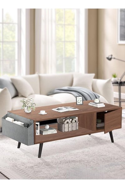 Generic Wooden Coffee Table with Storage Shelf, 100 x 50 x 45 cm Modern Cente...