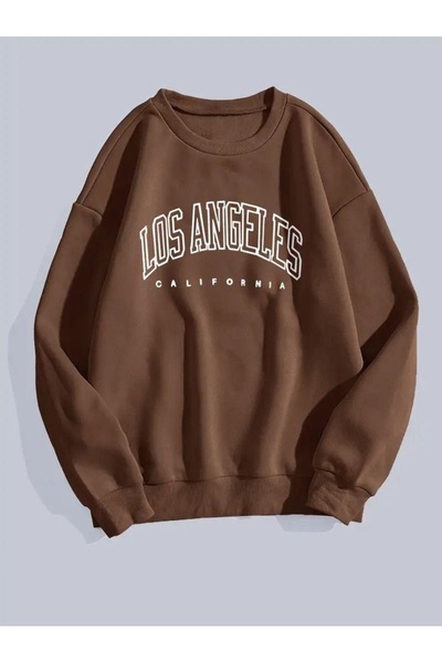 Vordevia Los Angeles Printed Cotton 3 Thread Threaded Crew Neck Oversize Swea...
