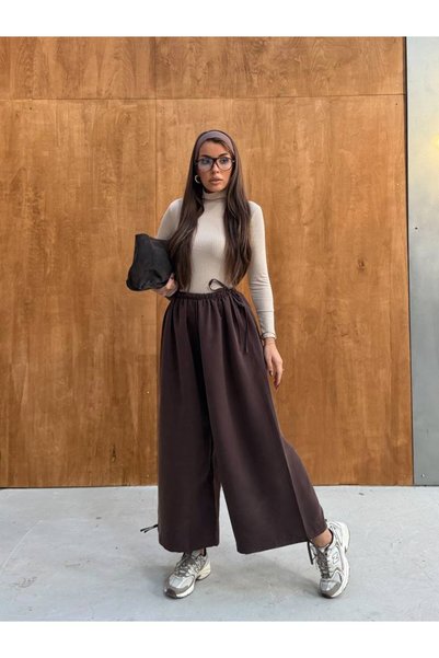 Premium Trend Bel Bağcıklı Paça Ayarlanabilir Şalvar Pantolon