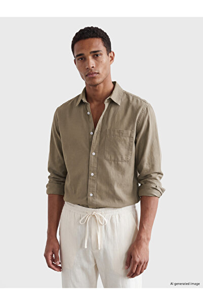 LC Waikiki Ozmarka New Season Khaki Standard Fit Gabardine Men's Shirt