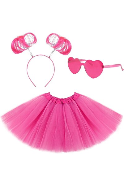 Generic Tutu for Girls, 3 Layered Tulle Tutu Skirts Set with Heart Glasses, P...
