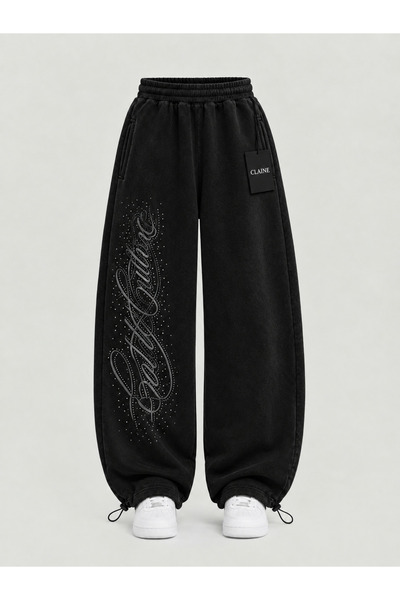 claine Angel Taşlı Baggy Unisex Eşofman Altı