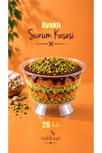 nakkaşe 20'Lİ Lüx Sert Plastik Kase Ayaklı Magnolia Tatlı Sunum Bardağı Mika ...