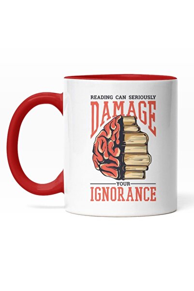 INOVATIX Personalized white mug, Reading Can Seriously Damage Your Ignorance,...