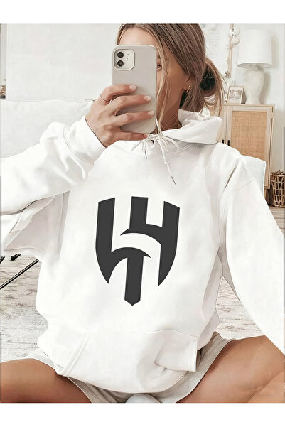 MUZİ Al‑Hilal SFC Riyadh New Minimalist Logo Print Hoodie, Unisex Casual Loos...