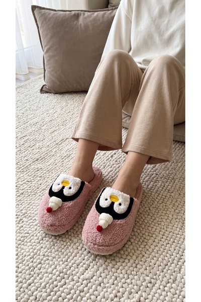 Slipcat Kadın Peluş, Penguen Figürlü, Yumuşak, Kışlık Ev Terliği