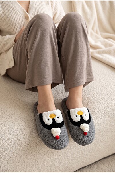 Slipcat Kadın Peluş, Penguen Figürlü, Yumuşak, Kışlık Ev Terliği