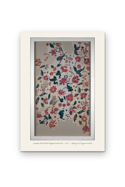OEM Poster Carton 250g A4 Fragment Textil Floral Antic cu Pasari, 1699, Arhiv...
