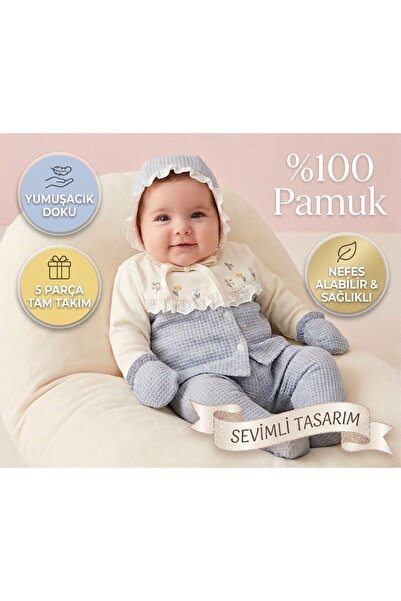 milay's life home collections 0-3 Months 100% Cotton Baby Girl 5-Piece Floral...