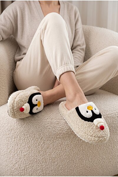 Slipcat Kadın Peluş, Penguen Figürlü, Yumuşak, Kışlık Ev Terliği