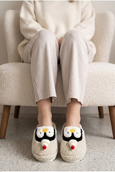Slipcat Kadın Peluş, Penguen Figürlü, Yumuşak, Kışlık Ev Terliği