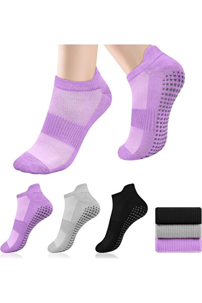 Generic 3 Pairs Yoga Socks for Women Non Slip Grip Socks Pilates Socks for Yo...