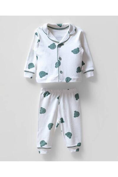 modaminikler Teddy Bear Printed Baby & Kids 100% Cotton Pajama Set