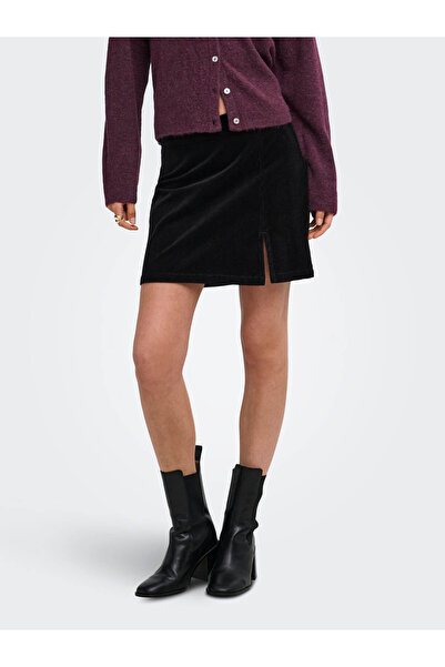 ONLY Onlflora Hw Cord Short Velvet Black Women's Skirt 15382096