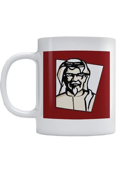 Generic كوب قهوة سيراميك مطبوع بتصميم KFC أبيض/أحمر/أسود (330 مل) (VTX-1013)