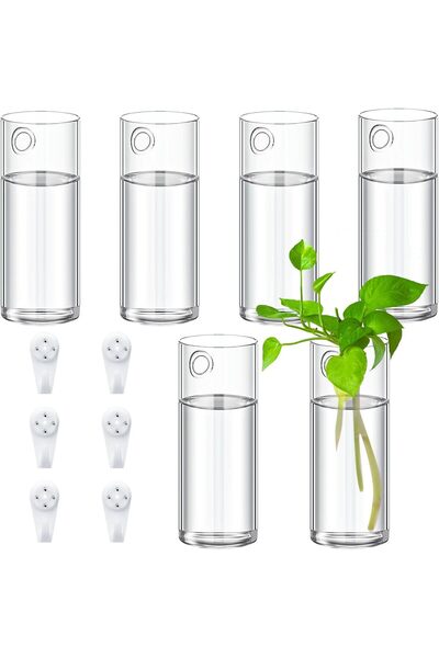 Generic Glass Wall Vase for Plants, 6PCS Wall Hanging Planters, Glass Plant C...