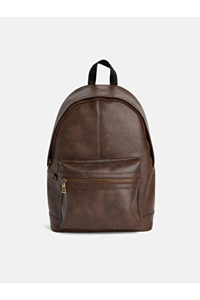 LC Waikiki Rmz Gi̇yi̇m Farkiyla Leather Look Men's Backpack