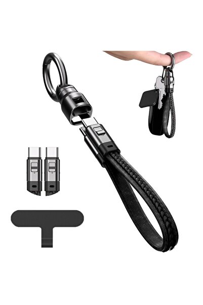 Generic Portable Leather USB-C Keychain Charger Cable, Short 240W PD Fast Cha...