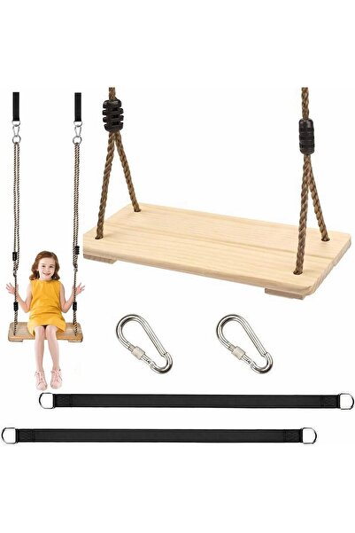 Generic Wooden Swing Seat,Baby Swing Set for Outdoor Indoor Play,Adjustable H...