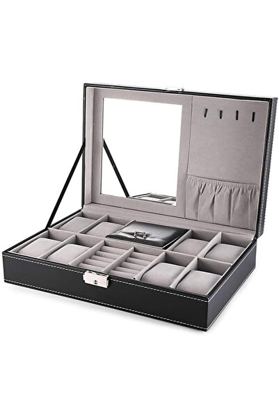 Generic Jewelry And Watch Storage Box, Watch Organizer Case with Mirror, Ring...