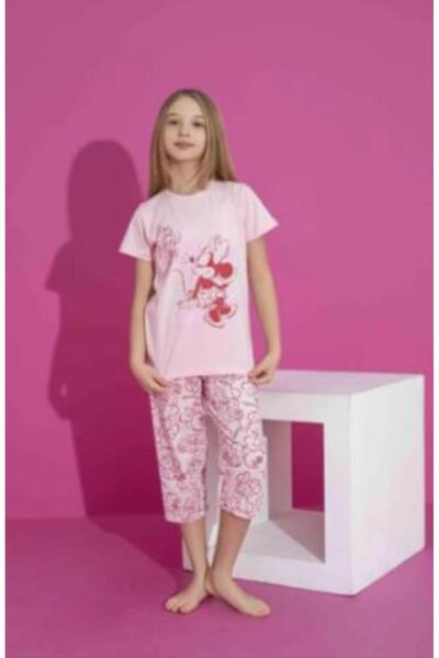 AYKİDSCLUP Girl's Summer Capri Pajama Set Combed Cotton Lycra 3042-P-