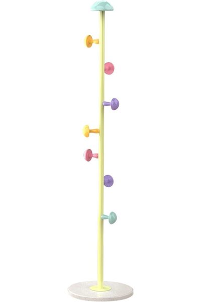 Generic Freestanding Modern Metal Coat Rack 170cm, Natural Marble Base, 5 Hoo...