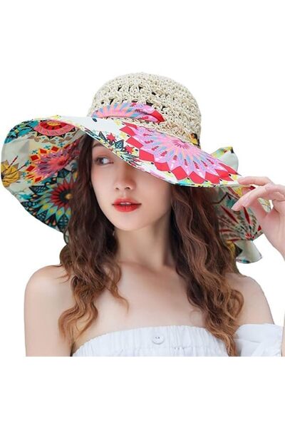 Generic Summer Wide Brim Floppy Beach Hat for Women - UV Protection Foldable ...