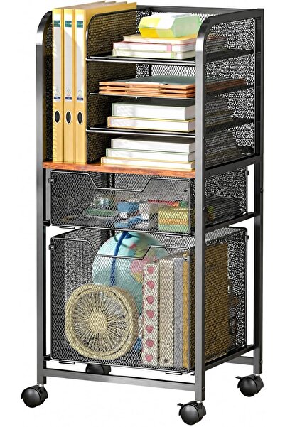 Generic Rolling File Organizer Cart with Wheels, Mobile File Cart for Home Of...