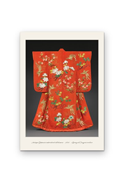 OEM Poster Carton 250g A4, Kimono Japonez Vechi Brodat Original 1866, Arhiva ...