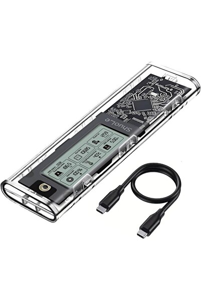 Generic M.2 NVMe SSD Enclosure with LCD Screen, USB 3.2 Gen 2 (10 Gbps), Tran...
