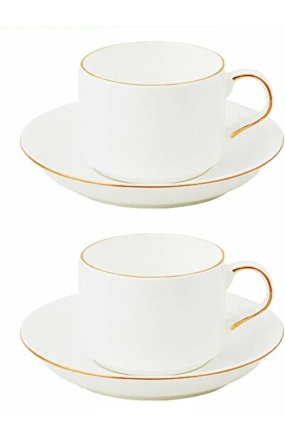 Generic 2PCS Coffee and Saucer Set Thin Through Bone China Hand Painted Gold ...
