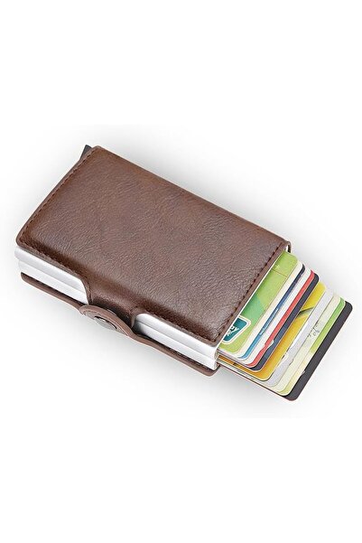 Generic Pop Up Wallet for Men, Slim Metal RFID Card Holder with Leather, Mini...