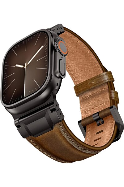 Generic Leather Band Compatible With Apple Watch Ultra strap 49mm 46mm 45mm 4...