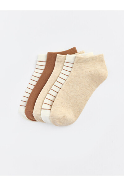 LC Waikiki Rmz Gi̇yi̇m Farkiyla Striped Women's Booties Socks 5-Pack