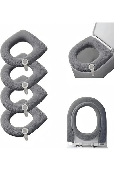 Generic 4-Pack Bathroom Washable Toilet Seat Cover Pads - Universal Fit for E...