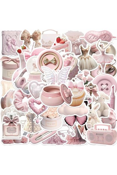 Generic 50 Pcs Pink Girl Stickers, Beautiful Kawaii Stickers, Waterproof Viny...