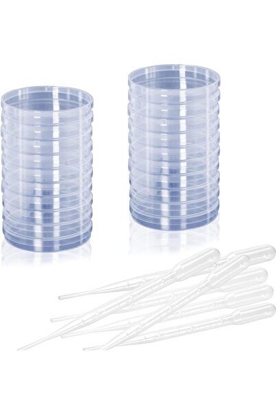 Generic 20PCS 150mm*15mm Sterile Petri Dishes with Lid+100PCS Disposable Drop...