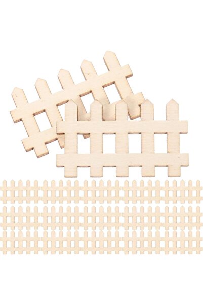 Generic 100 Pcs Miniature Picket Fence Ornaments, 4.9 x 3 cm Wooden Decorativ...
