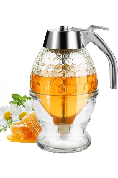 Generic موزع عسل بلاستيكي مانع للتنقيط، وعاء على شكل خلية نحل، موزع شراب القي...