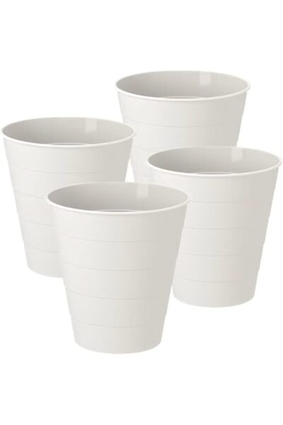 Generic ALMUFARREJ Plastic Wastebasket, 10L Capacity, White, Set of 4, Trash ...